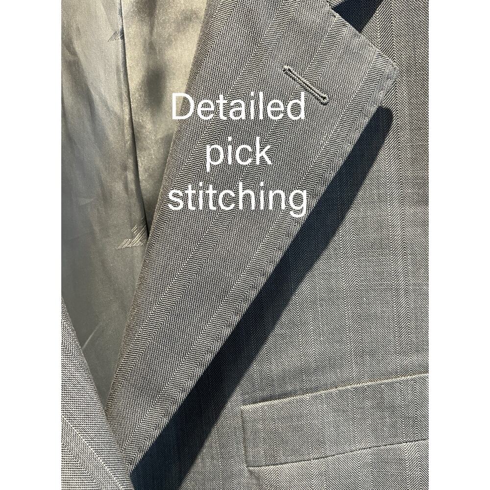 New Giorgio Armani 40R Silver Dove Gray Micro Herringbone Designer Blazer Italy - Picture 6 of 16